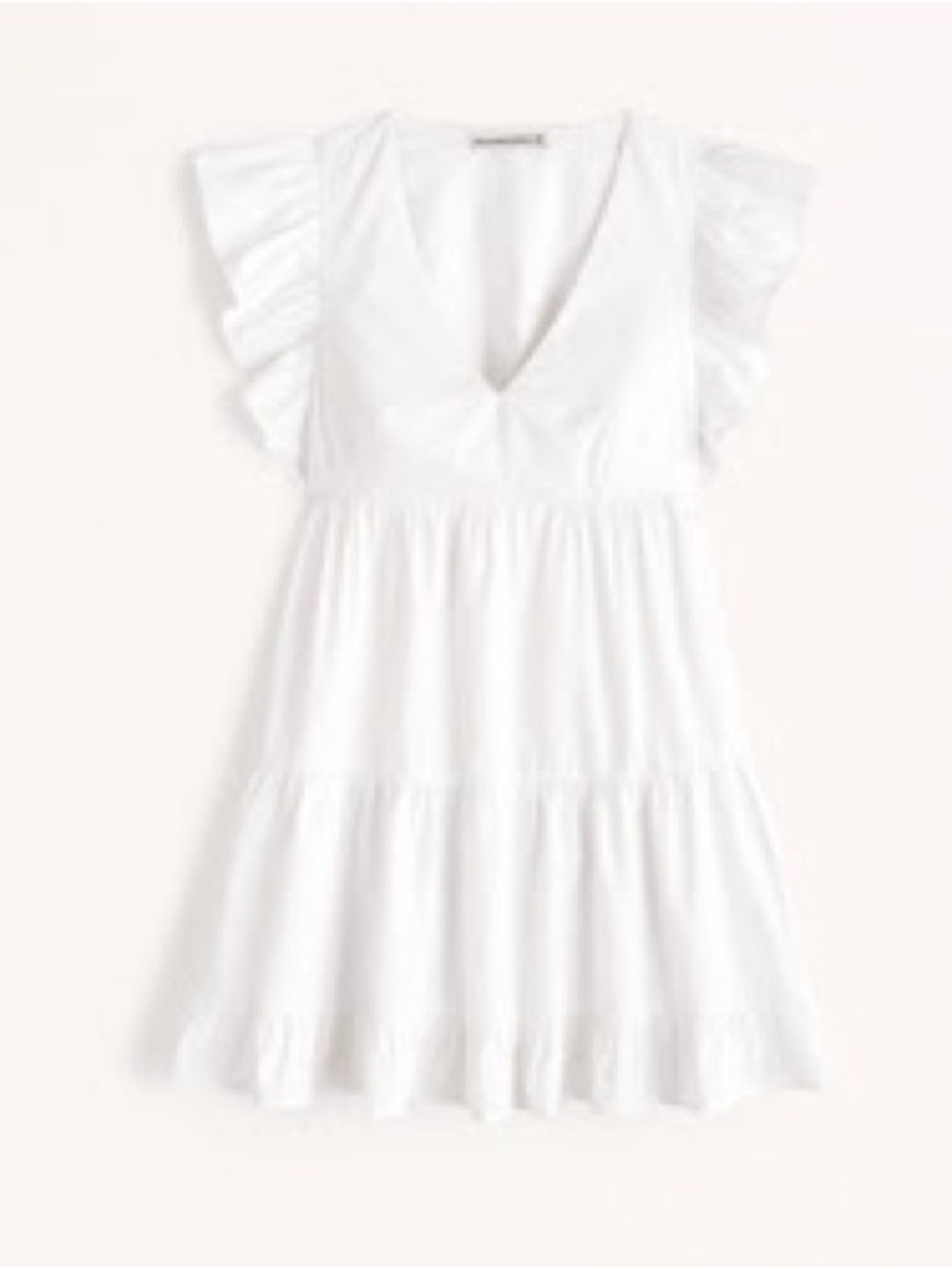 Abercrombie & Fitch White V-Neck Tiered Mini Dress